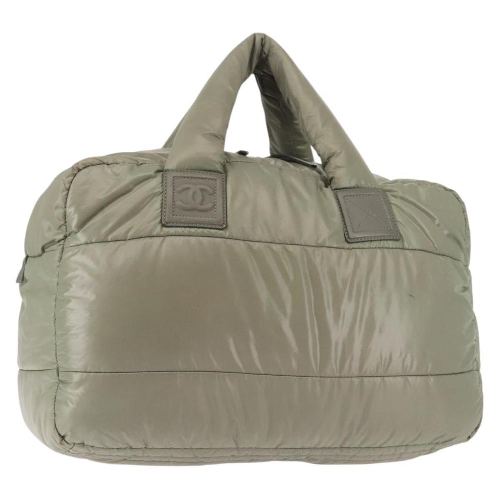 CHANEL Cococoon Tote Bag Nylon Gray Silver CC Auth BA5928